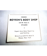 1972 Ad Charles Boykin&#39;s Body Shop, 319 W. State St., Ithaca, N.Y. - $10.95 CAD