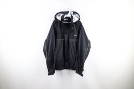 Vintage 90s Asics Mens Large Spell Out Waterproof Hooded Rain Jacket Coat Black - £54.47 GBP
