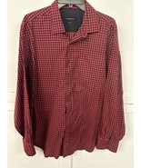 Bugatchi Button-Down Shirt Gingham Check Red Black - Men&#39;s L - - $26.99 CAD