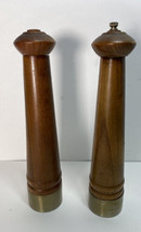 VTG MCM Mid Century Mod Pepper Mill and Salt Shaker Tall Wood Metal Grinder - £39.30 GBP