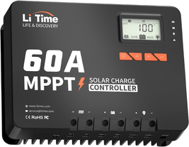 Litime 60 Amp MPPT 12V/24V/36V/48V/Auto DC Input Solar Charge Controller Is Equi - £356.48 GBP