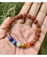 7 Chakra Bracelet Rudraksha 5 mukhi, Reiki Feng Shui Healing Gem Stones ... - $19.58