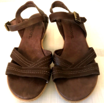 Timberland Earthkeepers Womens Leather Ankle Strap Sandals Sz 8 Brown Wedges - £14.82 GBP