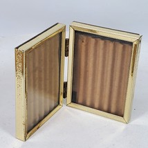 Vintage Standing Picture Frame Gold Tone HoldsTwo 2x3 Inch Photos Decorative - $4.50