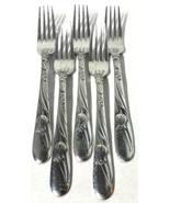 (5) Pfaltzgraff Sonata Flower Tulip Dinner Forks Stainless - £22.19 GBP