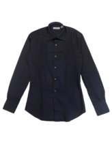 POGGIANTI 1958 Mens Shirt Clasic Slim Fit Long Sleeves Solid Black Size S - $57.19