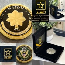 Challenge Coin Army Rank Major Coin With Special Army  Velvet Case - £21.35 GBP