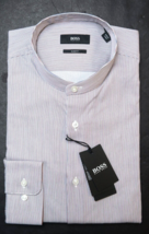 HUGO BOSS Uomo Jordi Slim Fit Rialzato Colletto a Righe Cotone Camicia 39 15.5 - $64.13