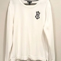 Tommy Hilfiger Ladies White Knit  Cotton Sweater Pullover with  Logo XXL - £15.88 GBP