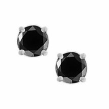 Black Round Cut CZ Screw Back Post Basket Set Men Stud Sterling Silver Earrings - £18.30 GBP+