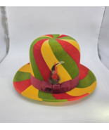 Oversized Tall Wool Bowler Hat: Erykah Bad Colorful Swirl Wool Felt Bowl... - $100.73