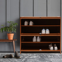 For Entryway 4 Tier Freestanding Shoe Rack,Bamboo Laminate Shoe Storage Cabinet! - £88.72 GBP