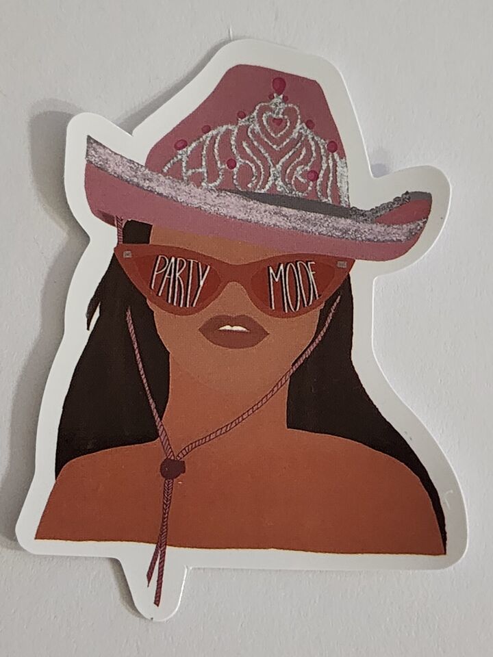 Primary image for Woman Wearing Western Hat and Party Moof Glasses Sticker Decal Embellishment Fun