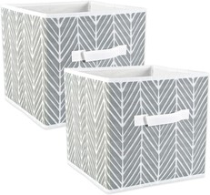 A Small Set Of Two Gray Polyester Herringbone Bins From The Dii Non Woven - £28.41 GBP