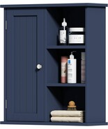 Treocho Bathroom Wall Cabinet, Medicine Cabinet With Door And 3 Open, Blue - $1,305.72 MXN