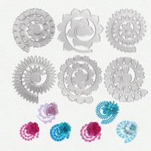 6 PCS 3D Flower Spiral Metal Cutting Dies Set, Embossing Templates for Scrapbook - £29.77 GBP