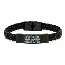 Funny Father-in-Law Stainless Steel Bracelet, Best Friend of My Husband.... - £19.22 GBP