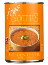 Amy&#39;s Organic Golden Lentil Soup, 14.4 oz Can Case of 12 vegan, Indian Dal - £62.11 GBP