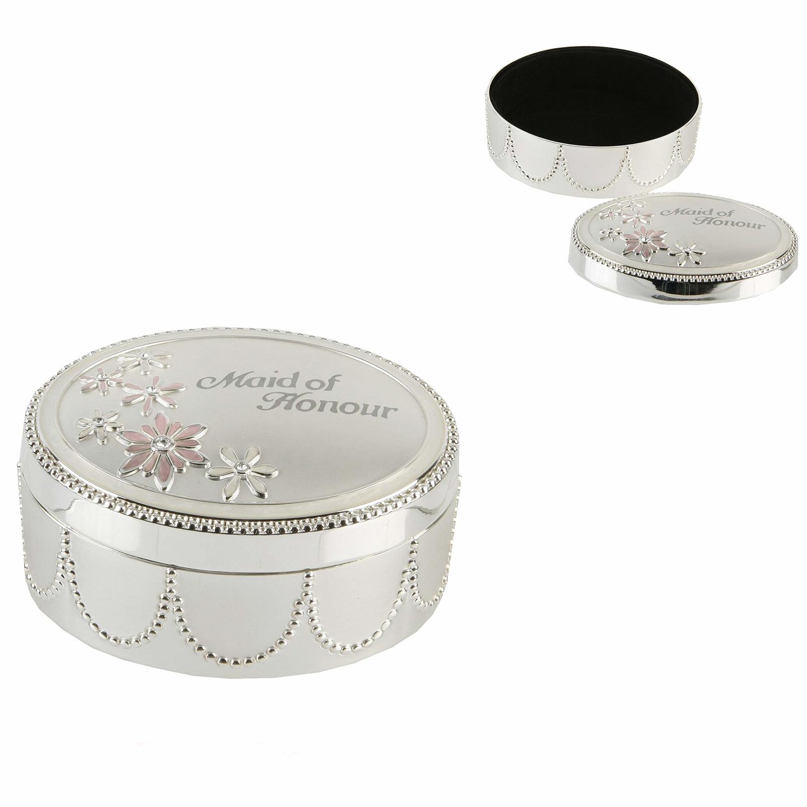 Silverplated Maid of Honour Trinket Box - Beautiful Daisy Design by Juliana - $15.92