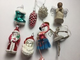 Lot of 5 Glass Ornaments Santa Flamingo Willow Tree Bird Ballerina - $15.82