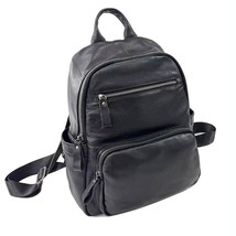Genuine Leather Women&#39;s Backpack Backpack Black Soft Cowhide Travel Backpack Del - £70.32 GBP
