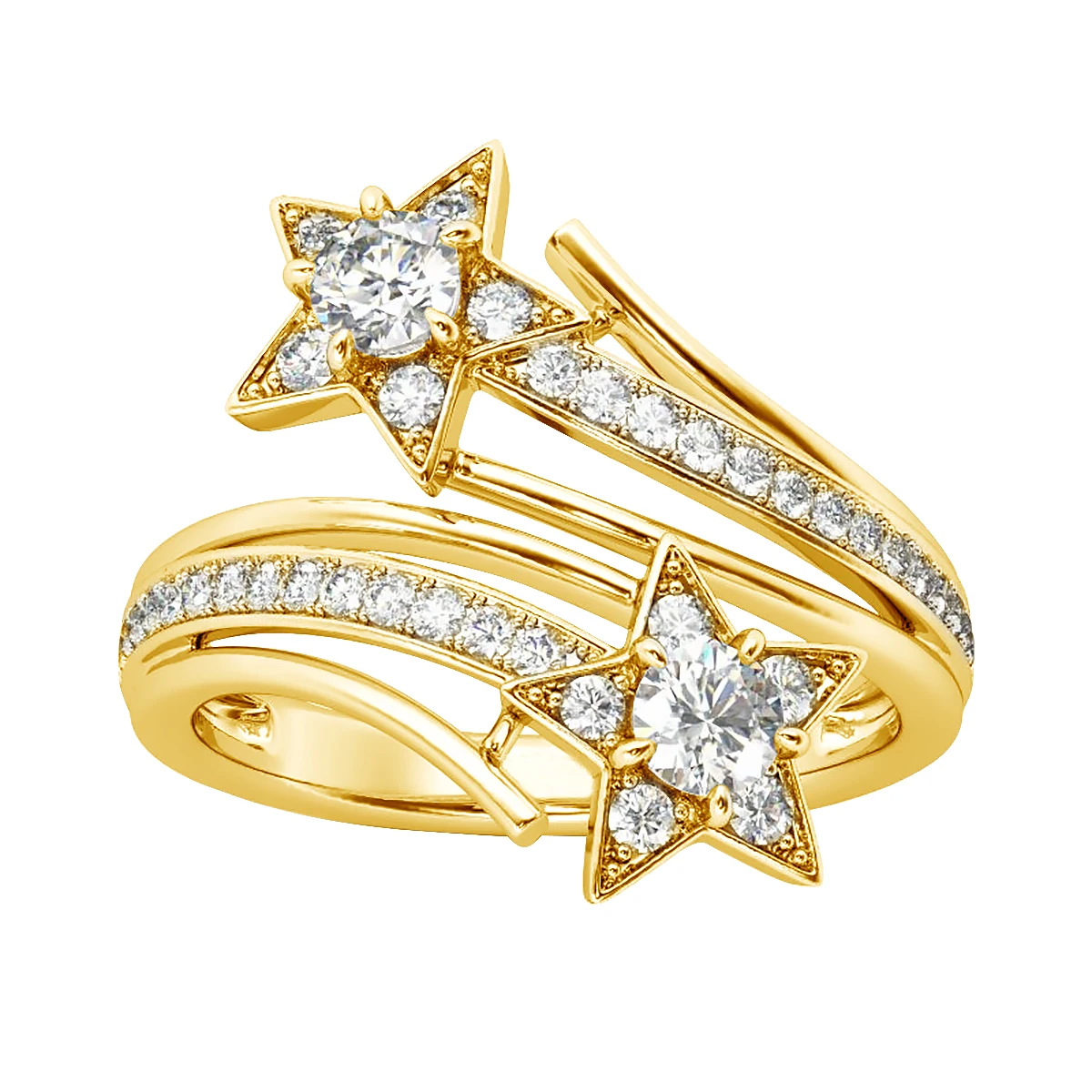 Trendy Rose Gold Star Flowers Moissanite Rings For Women Waterproof Designer Jew - £59.95 GBP