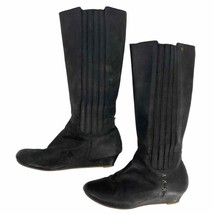 REEF women 7.5 knee high Black Native Shore Leather wedged ribbed round ... - $23.55