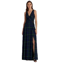 New Lauren Ralph Lauren Blue Plaid Maxi Gown Dress Size 14 $265 - £112.24 GBP