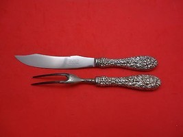 Rose by Stieff Sterling Silver Steak Carving Set 2pc (Fork 8&quot; &amp; Knife 9 ... - £102.08 GBP