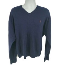Polo Ralph Lauren Lambs Wool Sweater Size XXL Navy Blue V-Neck Long Sleeve - £43.47 GBP