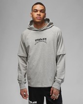 Nike Jordan Dri-Fit Sport Graphic Hoodie Gray Black FB7570 Medium - £45.97 GBP