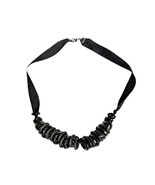 Beaded Black Ribbon Necklace Statement Boho Y2K Punk - €9,80 EUR