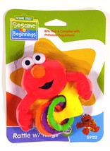Sesame Street Beginnings Elmo Series 4&quot;t Plastic Baby Rattle Teether With Rings - £10.22 GBP