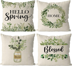 Spring Pillow Covers 18X18 Inch Set of 4 Blessed Mason Jar Flowers Floral Throw - £14.35 GBP