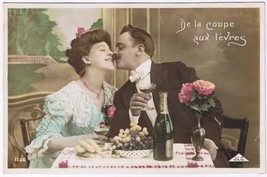 Postcard Romantic Couple From The Cup To The Lips JLC - £3.94 GBP
