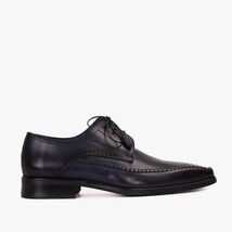 The Moon Navy Blue Leather Derby Men Shoe image 3