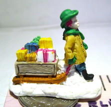 Boy and Snow Sled Mercuries Victorian Village Christmas Figurine 1994 Miniature - £19.74 GBP