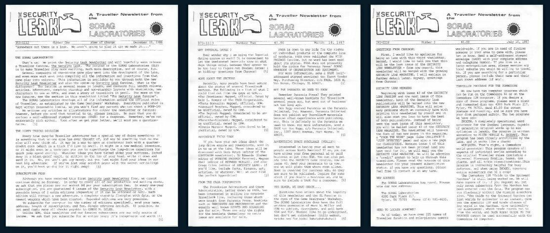 Security Leak Newsletter - Issues 1-3 of 1980s Classic Traveller RPG Fan... - $7.00