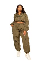 Women&#39;s Olive Plus Size Hooded Active Cord Zip Up Set (3XL) - $131.67