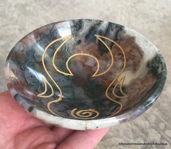 4&quot; Red Green Moss Agate Gemstone Goddess Bowl Earth Energy Manifestation Tool - £176.93 GBP