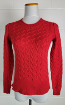 J Crew Womens Red Honeycomb Cable Knit Sweater Wool Angora Blend 54466 S... - £15.86 GBP