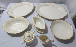 Vtg 7 pc serving set Old Ivory Syracuse China Brantley Federal Shape Gold Verge - £176.93 GBP