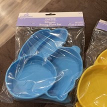 Celebrate Silicone Bunny Plate Set Blue And Yellow Bunny Plate With Spoon - £10.14 GBP
