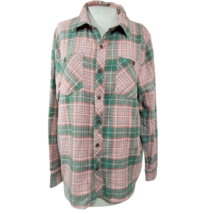  Burnt Orange and Green Button Up Flannel Shirt Size XL - £19.47 GBP