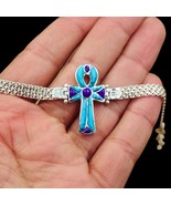 Cute Amazing Sterling Silver Bracelet of Ancient Egyptian Ankh Cross Key... - £57.39 GBP