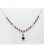 18k solid yellow gold / RED GARNET  beads Singapore twist necklace #b4  #54 - £337.52 GBP
