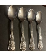 cambridge woodland stainless flatware buck elk deer trees 4 Serving spoons - $35.77