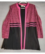 Misook Woman Black Berry Trim 2pc Knit Open Front Cardigan Jacket &amp; Tank... - €42,65 EUR