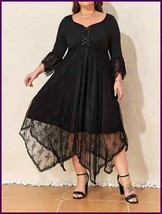 Plus Size Black Women&#39;s Dress 2024 Autumn Large Size Gothic Lace Hallowe... - $21.99