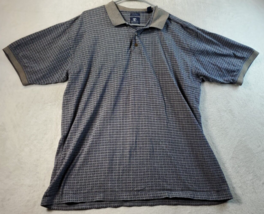 Pebble Beach Polo Shirt Mens Size Large Gray White Check Short Sleeve Collared - £13.96 GBP